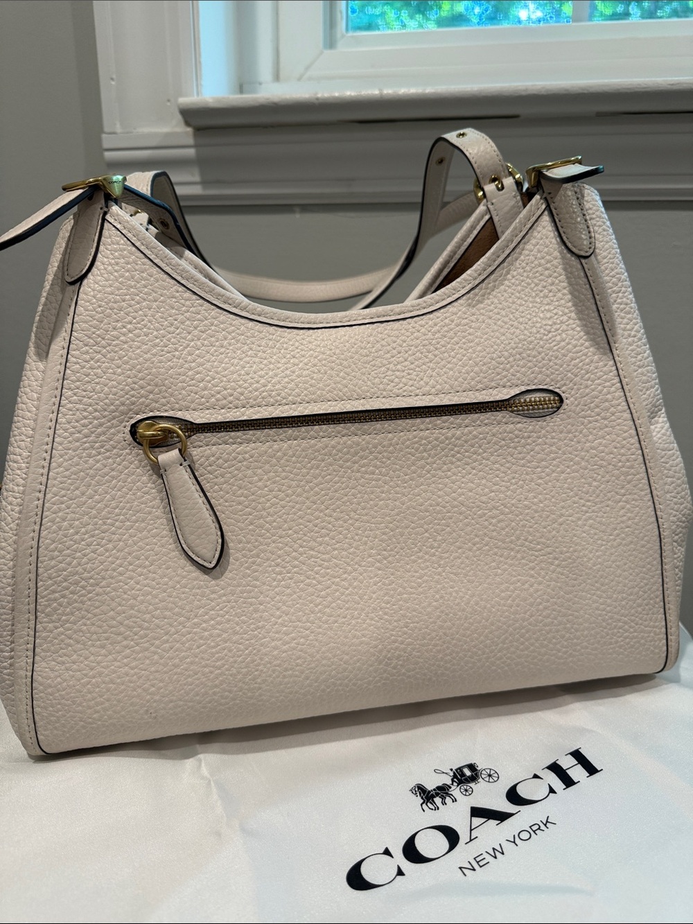 Coach Lori Pebbled Leather Shoulder Bag in Eggshell with Gold Hardware - Picture 5 of 9